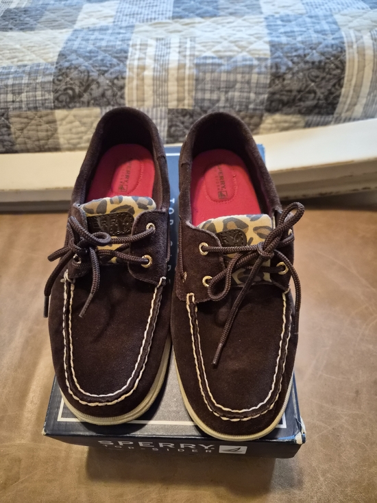 Men\'s Sperry Casual Brown Suede Lace-Up Shoes, Size 11 Sperry Tumbled Suede 2-Eye Brown Leather Boat Lace Up Casual  main image 3